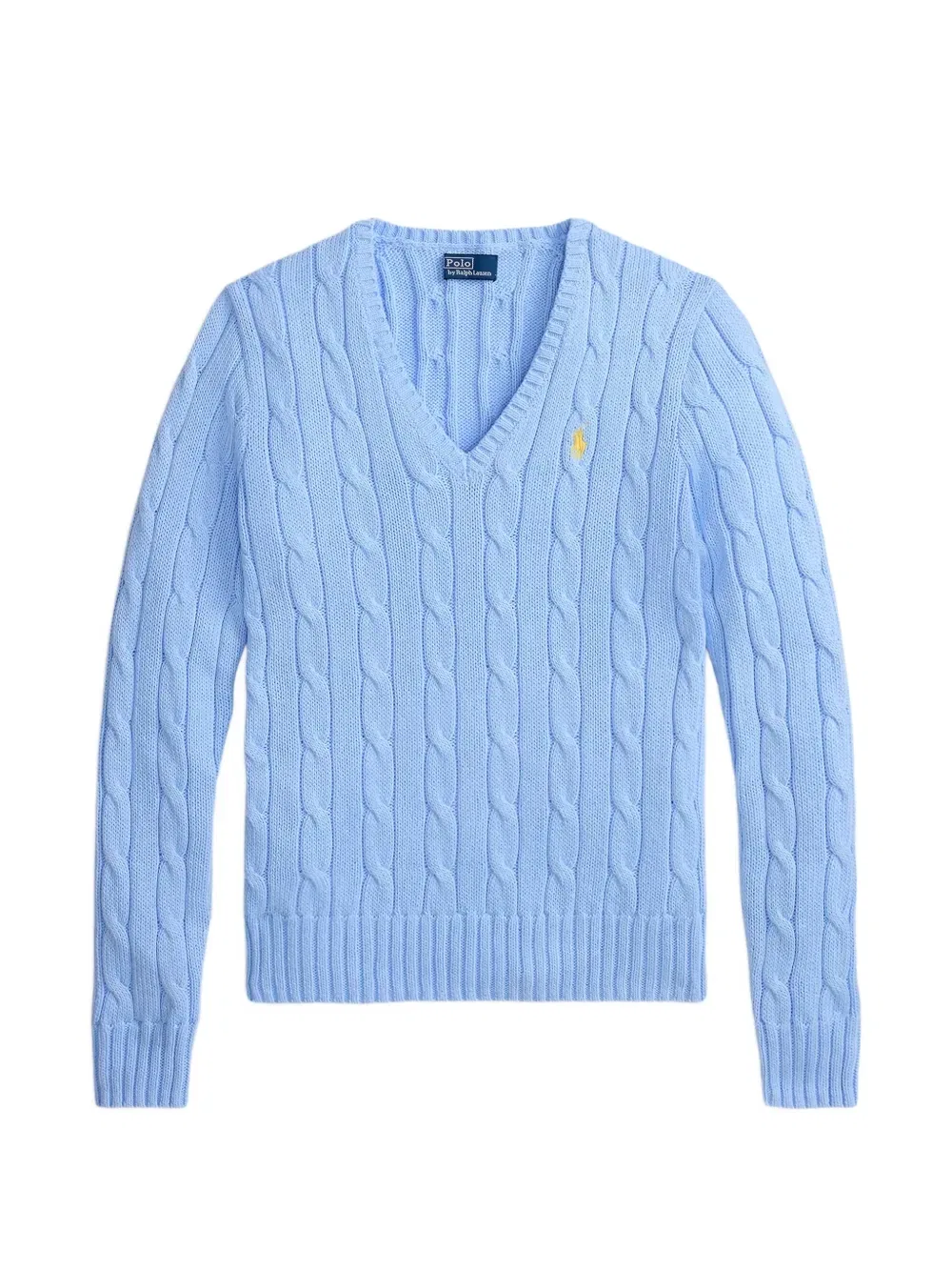 Свитер фактурной вязки с V-образным вырезом POLO RALPH LAUREN, синий