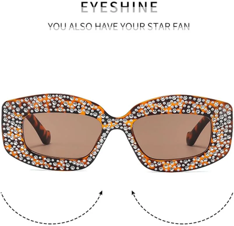 

Роскошные женские солнцезащитные очки с мелкими стразами, модные очки «кошачий глаз», мужские уличные дорожные очки с защитой от УФ-излучения UV400 TVTBBVV, Black Tea