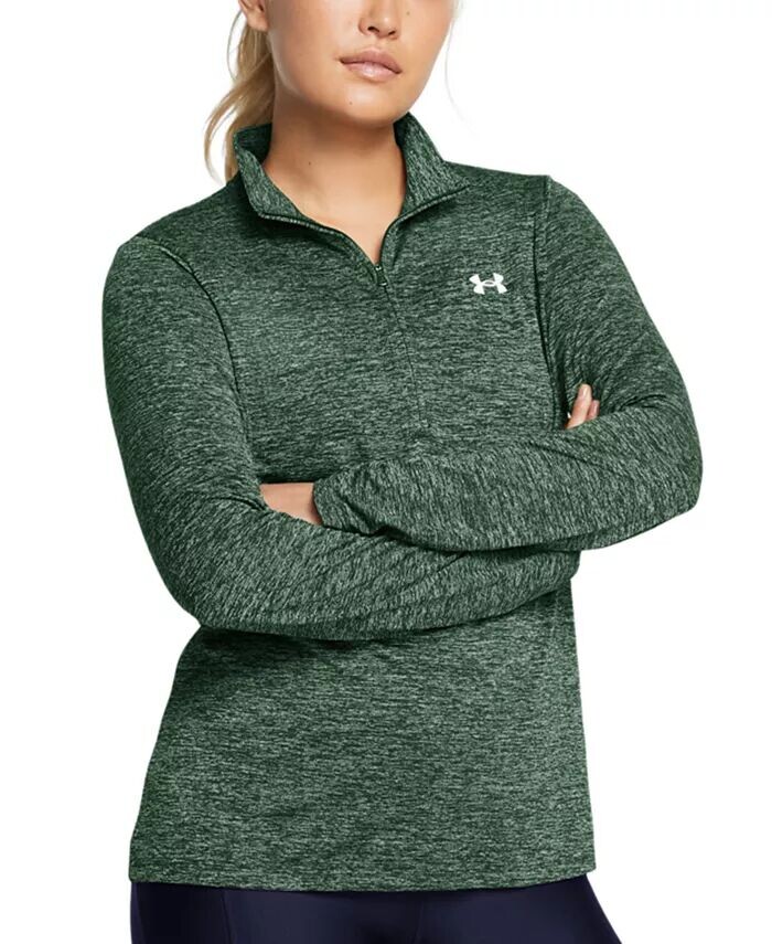 

Женский топ Twist Tech с молнией до половины и логотипом Under Armour, зеленый