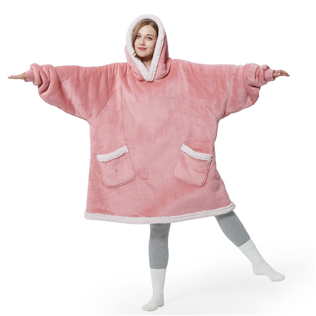 

M&J Толстовка Oversized из флиса/фланели в виде приятного пледа, гигантская толстовка/толстовка размера XXL с передними карманами, синяя MAJA DESIGN, розовый