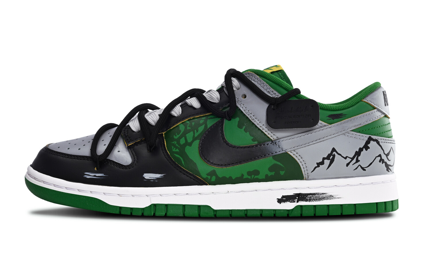 

Кроссовки Nike Dunk Skateboarding Shoes Men Low-top Black/green/gray, серебряный, Серый, Кроссовки Nike Dunk Skateboarding Shoes Men Low-top Black/green/gray, серебряный