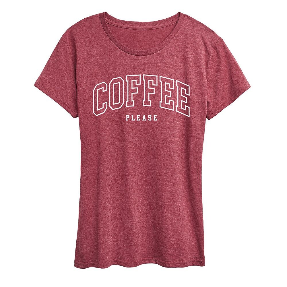 

Женская футболка Coffee Please с рисунком Licensed Character, цвет Heather Dark Red