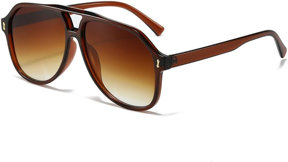 

Модные солнцезащитные очки-пилот с двойной перемычкой для мужчин, винтажные женские солнцезащитные очки в стиле панк с защитой от УФ-излучения UV400 LJTJTAV, Brown Tea Gradient