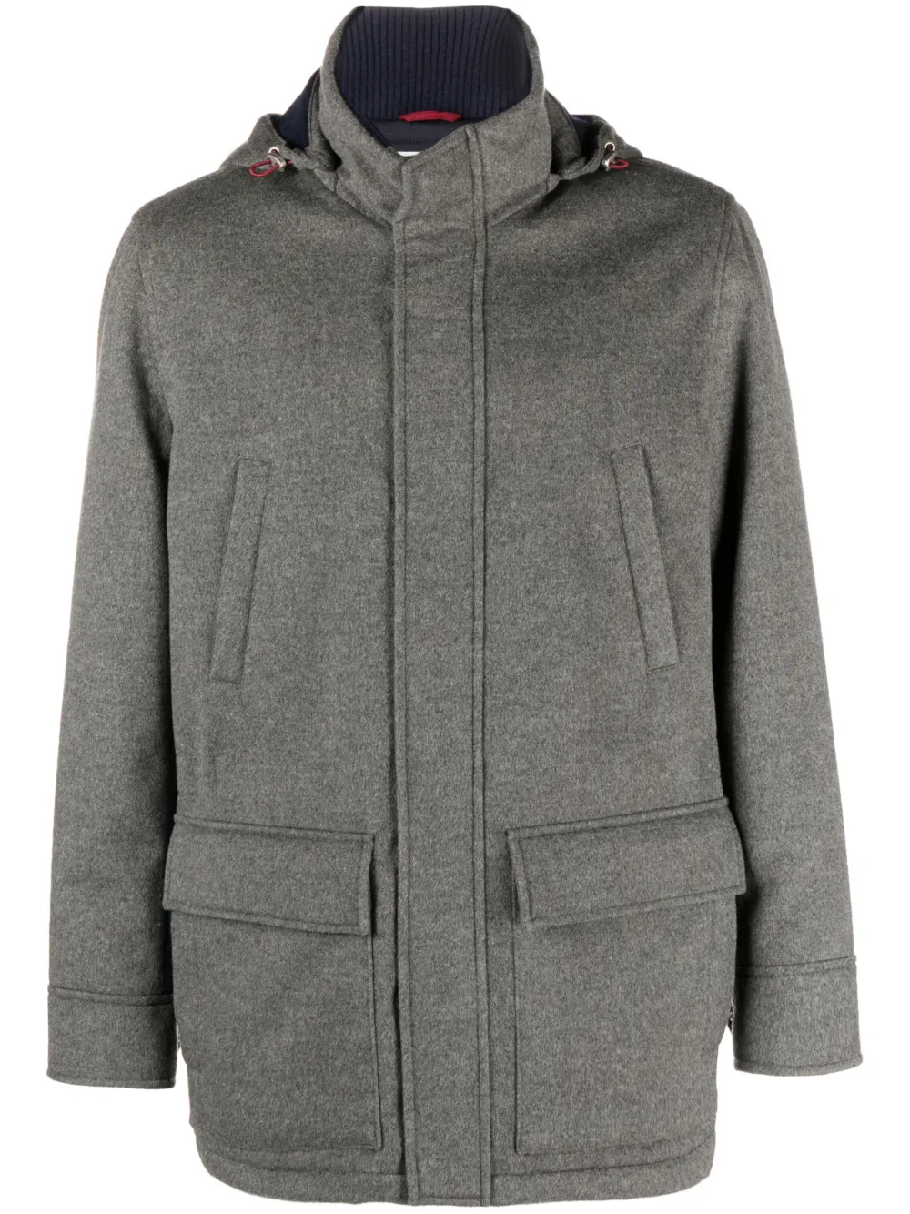 

Кашемировый пуховик с капюшоном Brunello Cucinelli, серый