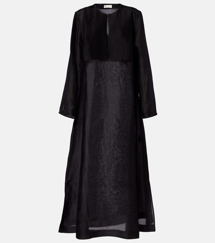 

Плиссированная льняная и шёлковая кафтана Tory Burch, Black