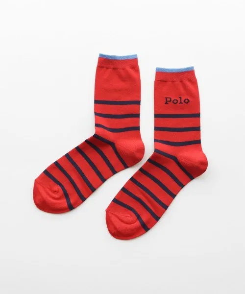 Носки мужские средней длины с логотипом и полосками POLO RALPH LAUREN из органического хлопка, красные