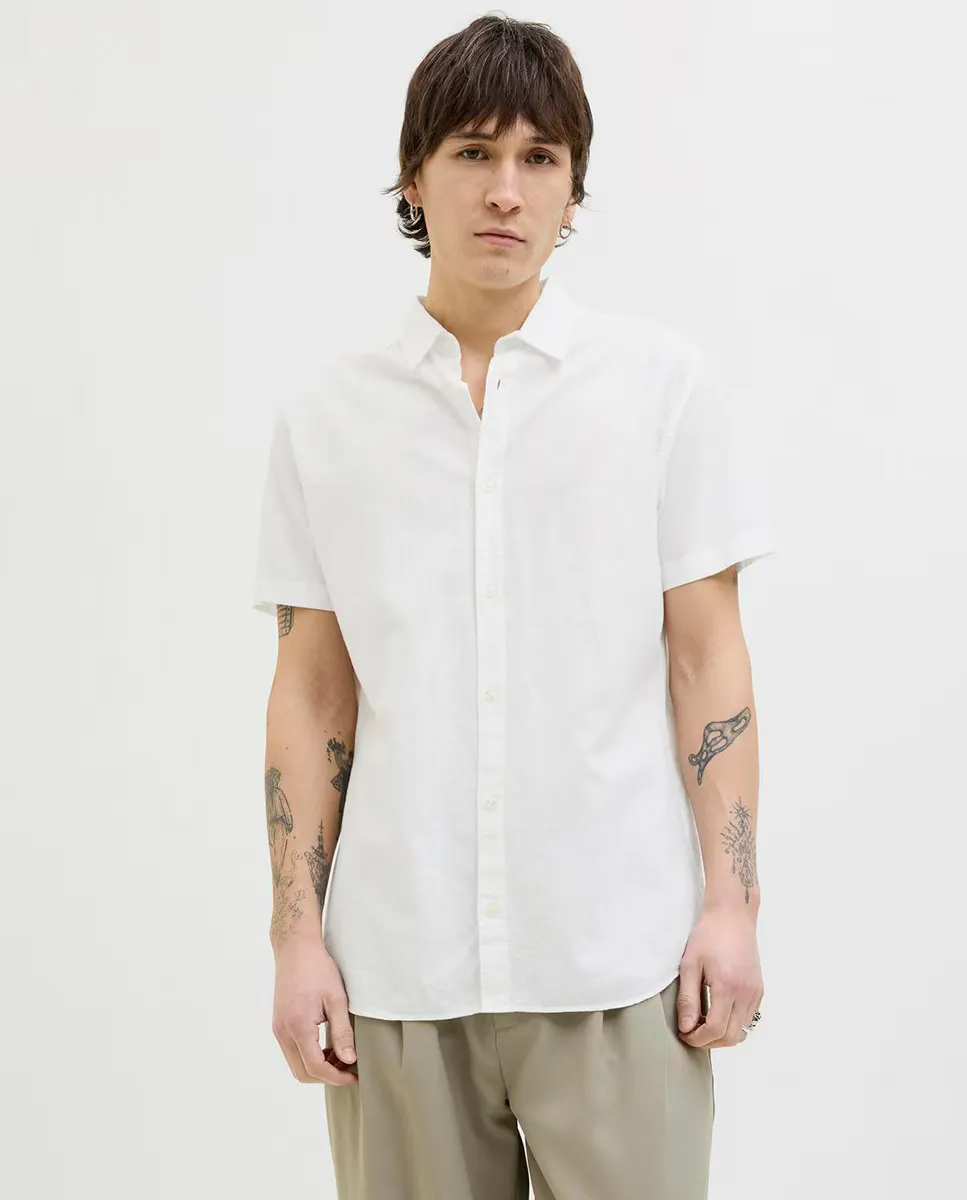 

Мужская рубашка с короткими рукавами и slim-кроем Jack & Jones, белый