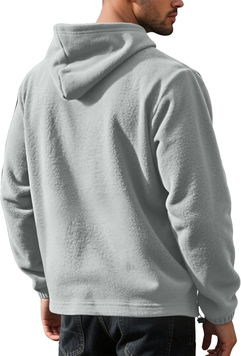 Толстовка-полузип для мужчин Casual Sherpa Fleece с капюшоном и карманами — фото 3