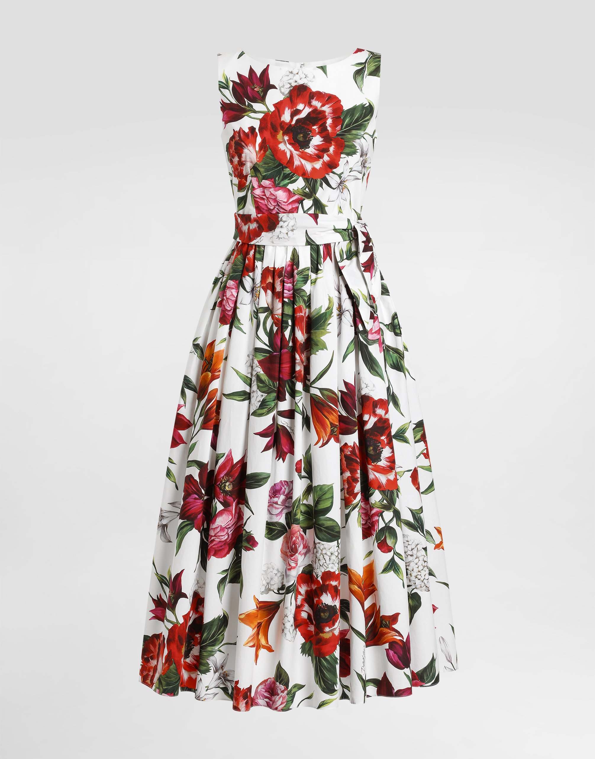 

Платье из поплина без рукавов с цветочным принтом Dolce & Gabbana, принт