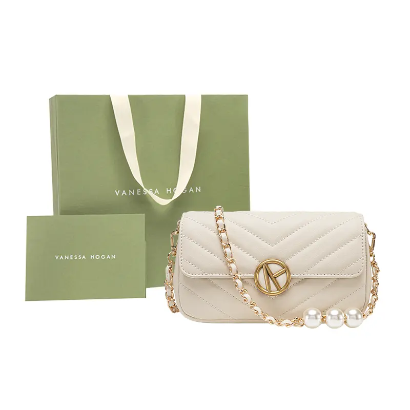 

VANESSA HOGAN Кожаная жемчужная сумка через плечо, Ecru