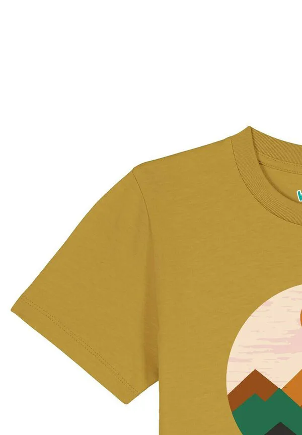 Футболка с геометрическим пейзажным принтом Watapparel, Ochre — фото 4
