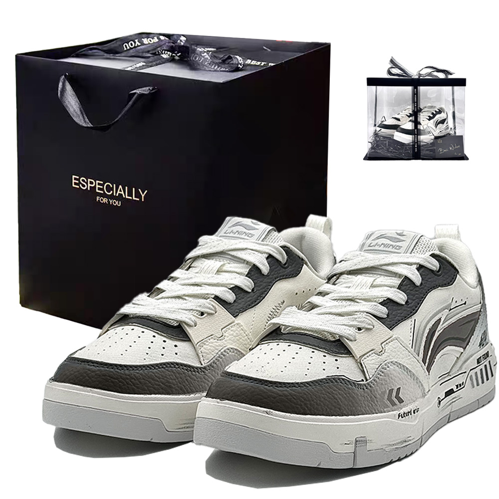 

LINING Кроссовки для скейтбординга Yuan Chu с амортизацией, износостойкие, увеличивающие рост, белые серые