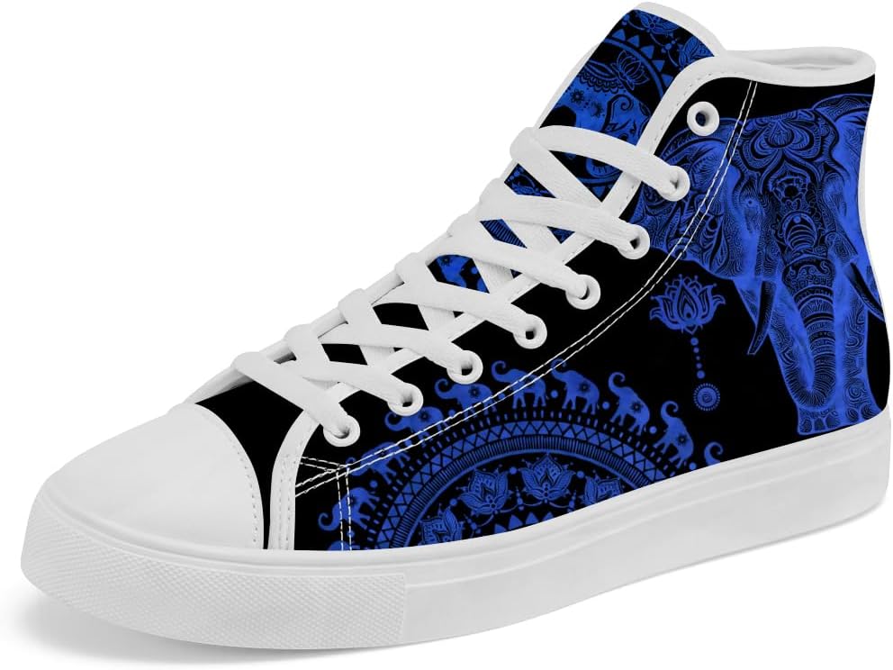 

Высокие кеды из холщовой ткани с принтом мандалы для мужчин и женщин, шнуровка, повседневная обувь Chebing, синий