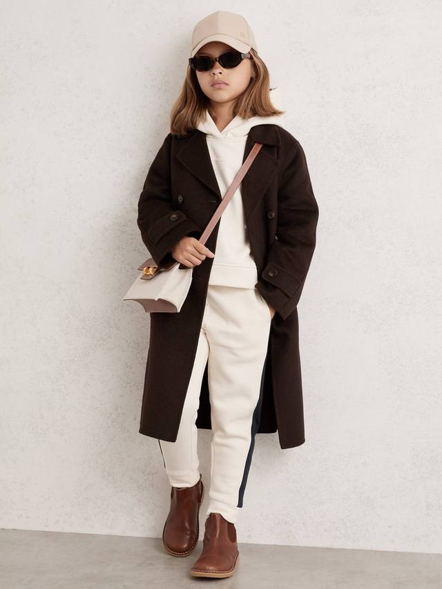 Детское пальто с поясом из смесовой шерсти Rene Reiss, Chocolate Brown — фото 2