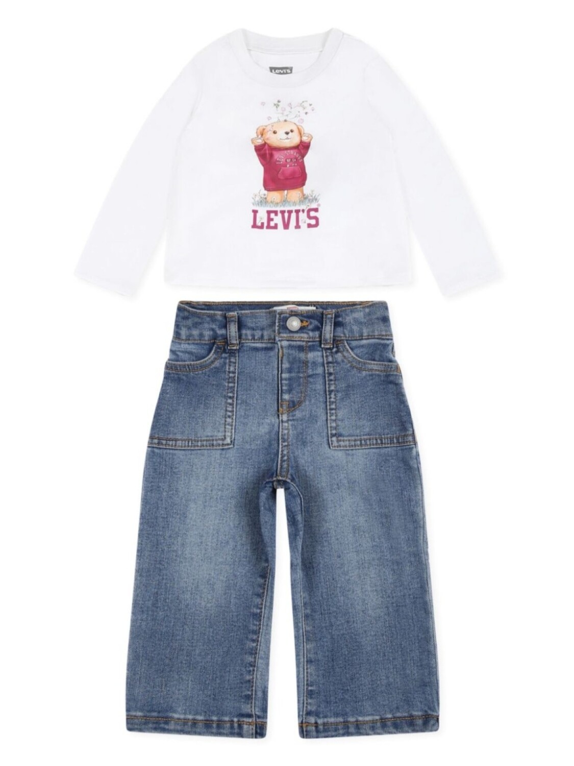 

Комплект из футболки и джинсов с логотипом Levi's Kids, синий
