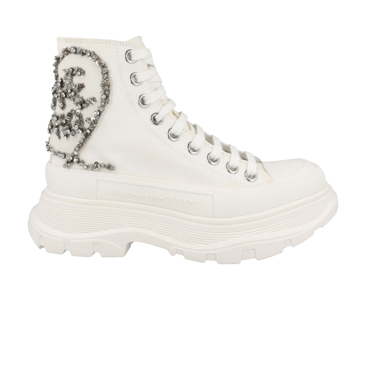 Ботинки Alexander McQueen Wmns Tread Slick Boot 'White Silver Crystal', белый