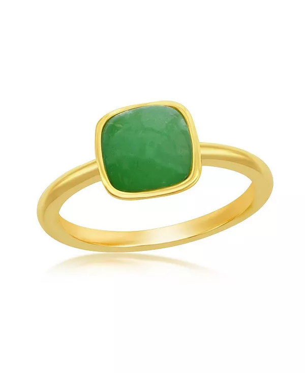 

Кольцо из стерлингового серебра 8 мм с нефритом-кушоном, позолоченное Caribbean Treasures, green
