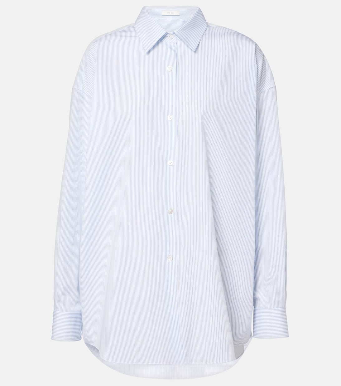 

Рубашка из поплина в полоску с кастерами The Row, White / Sky Blue