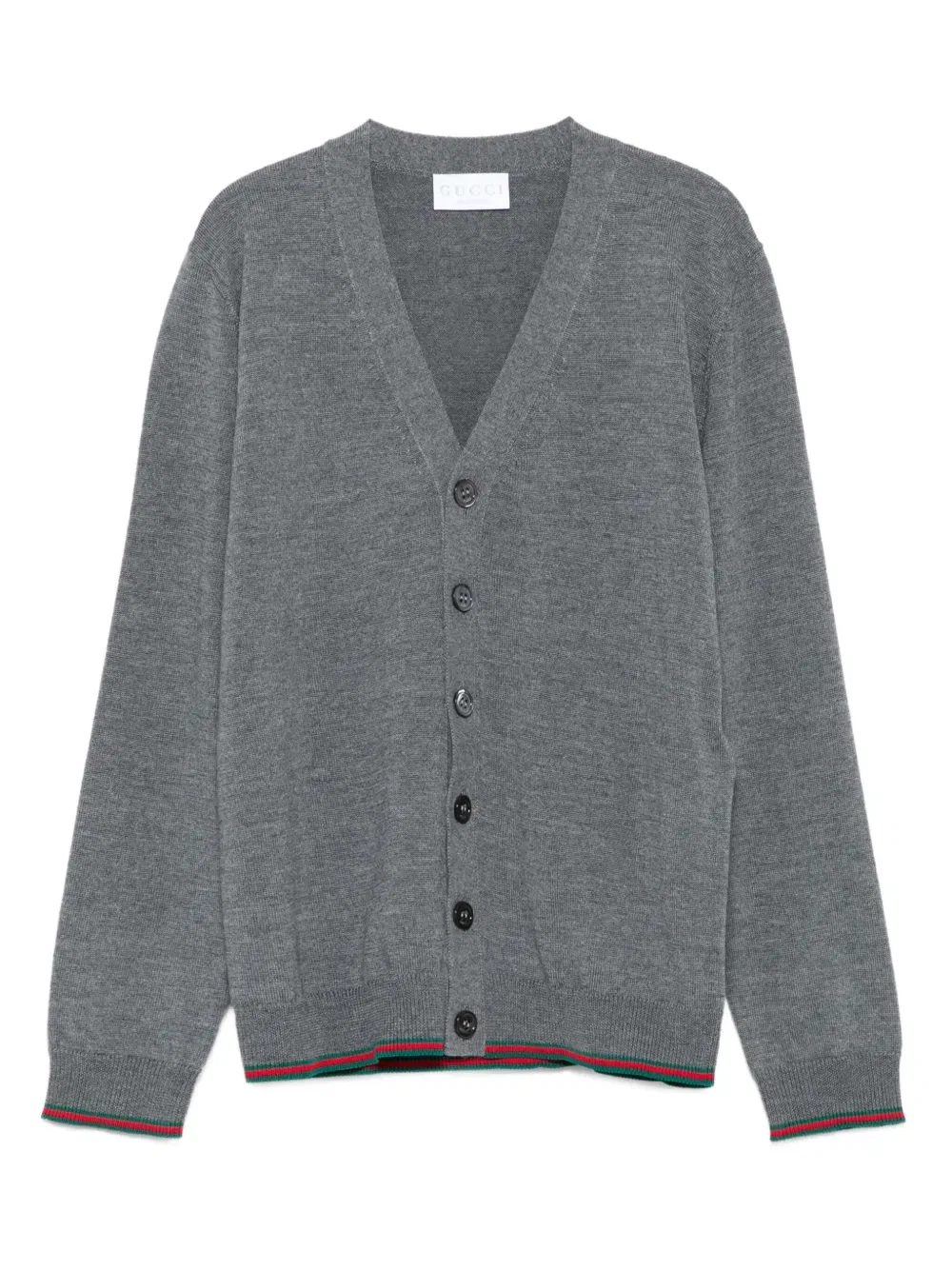 Кардиган с ребристой отделкой и пуговицами Gucci Kids, серый
