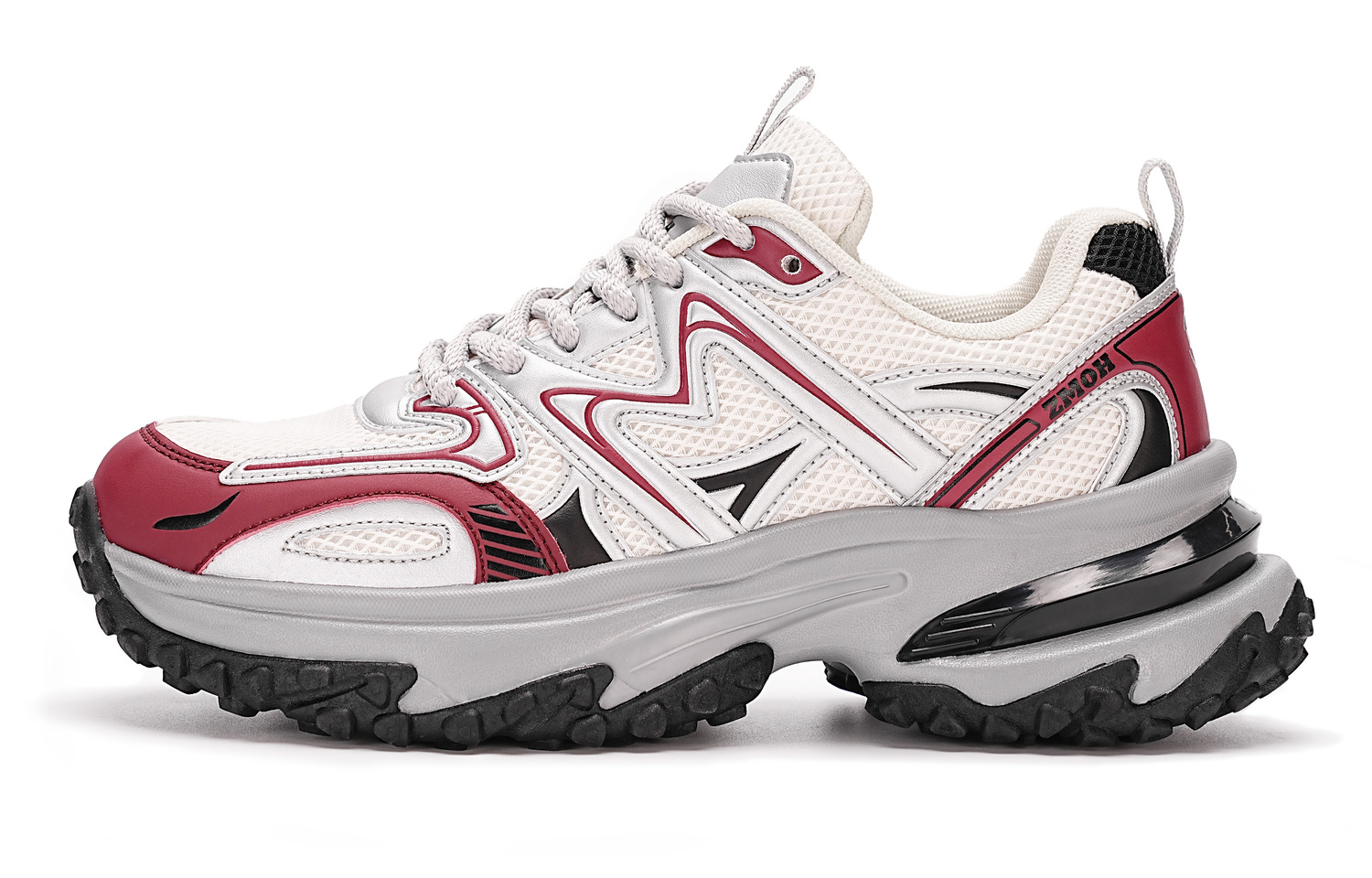 

Амортизирующие противоскользящие износостойкие дышащие утепленные низкие массивные кроссовки унисекс ZMOH, бежевый/темно-красный