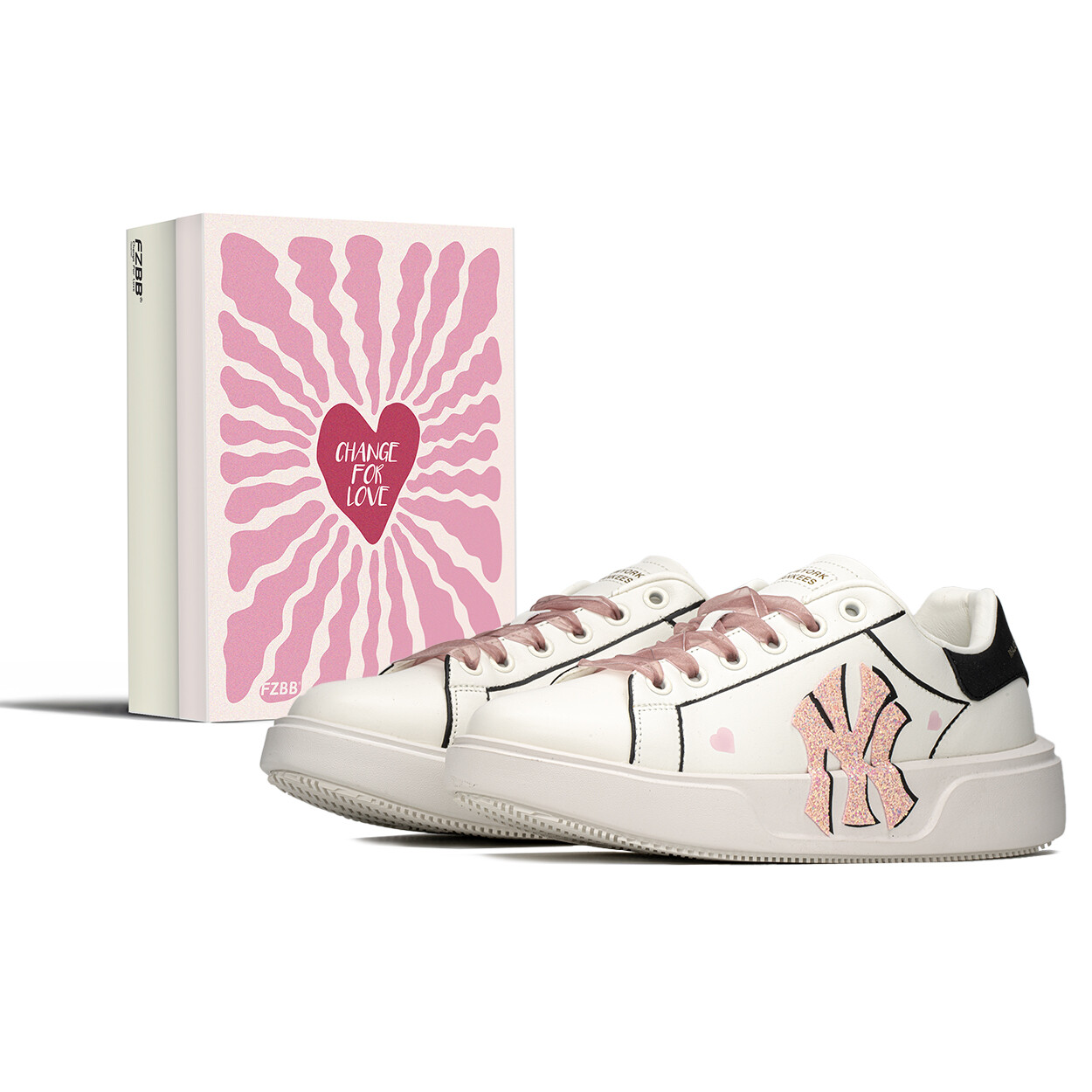 

Кроссовки MLB Chunky Classic Skateboarding Shoes Unisex Low-top White/pink, белый