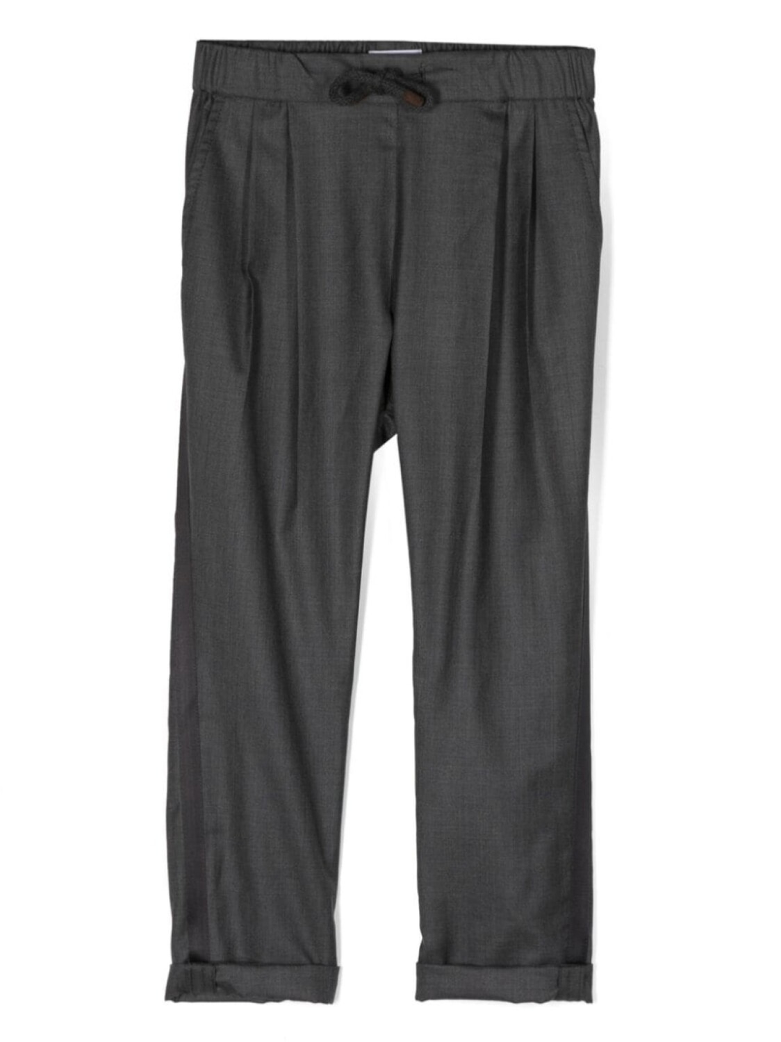 Brunello Cucinelli Kids прямые брюки с кулиской, серый