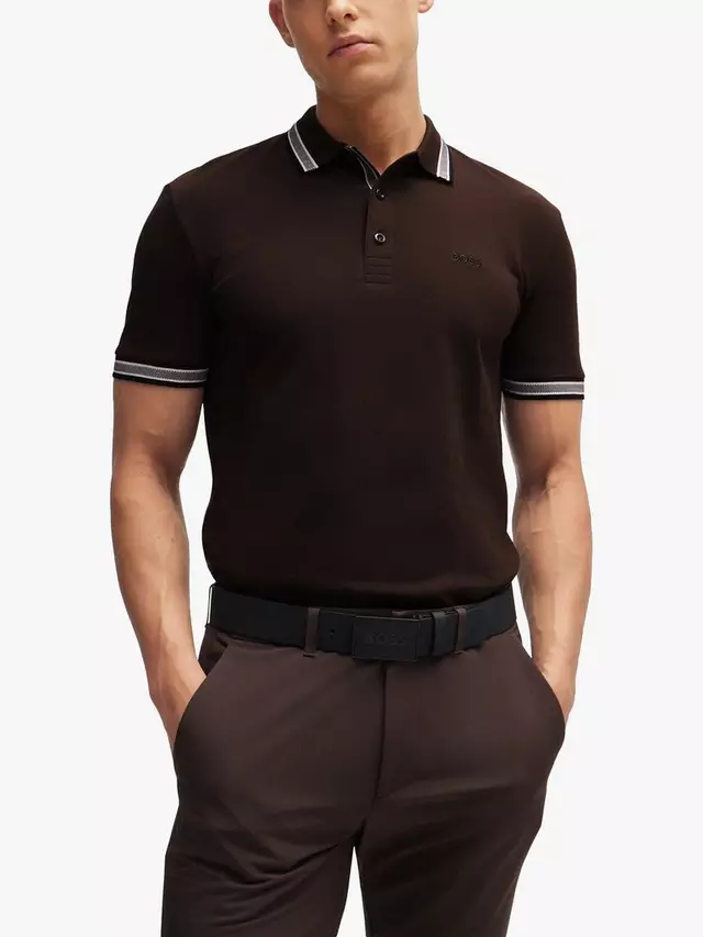 

Поло HUGO BOSS BOSS Paddy Tipped, цвет medium/brown