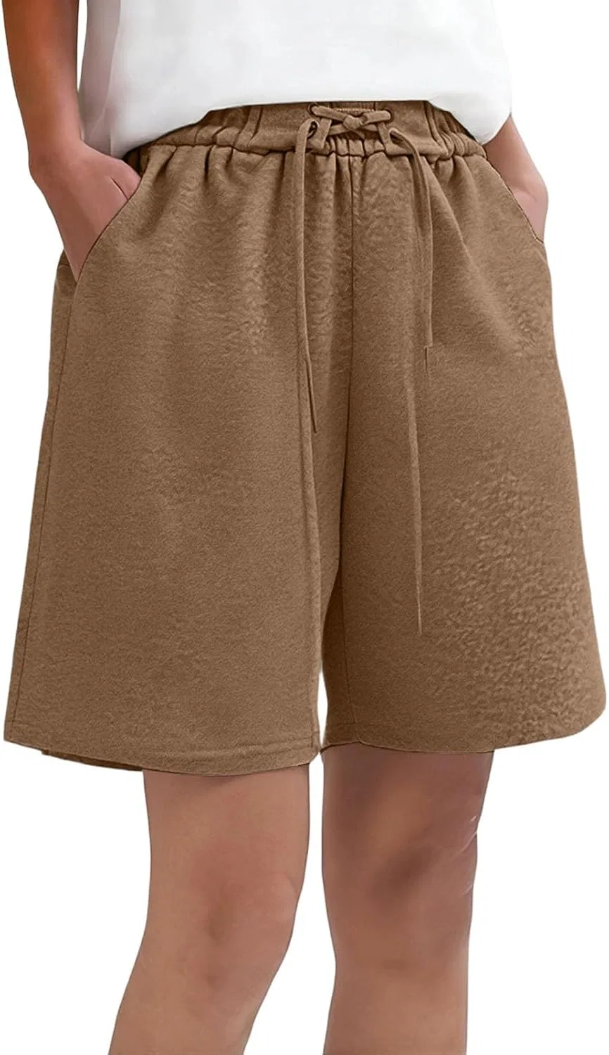 Шорты женские бермуды, Oversized, с карманами, Bm005- Coffee