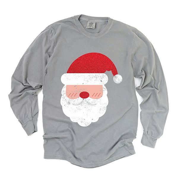 

Футболка с длинным рукавом Santa face glitter Simply Sage Market, Grey