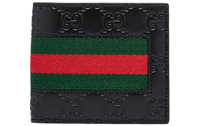 

GUCCI Кожаный бумажник мужской черный красный зеленый полоски