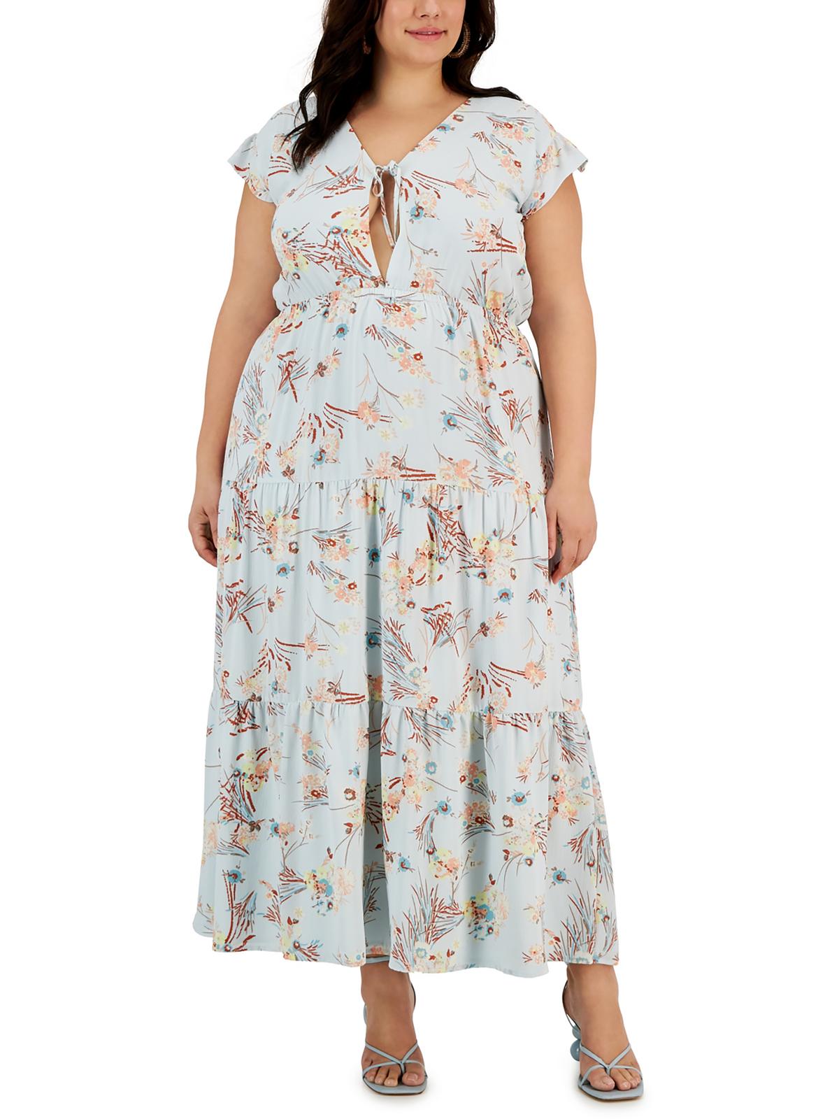 

Плюс Женское Креповое Цветочное Макси Платье Rachel Rachel Roy, цвет sky floral
