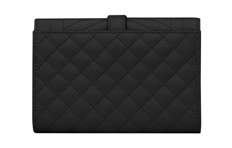 Saint Laurent Кошелек-конверт из тисненой кожи, маленький, женский, черный — фото 4