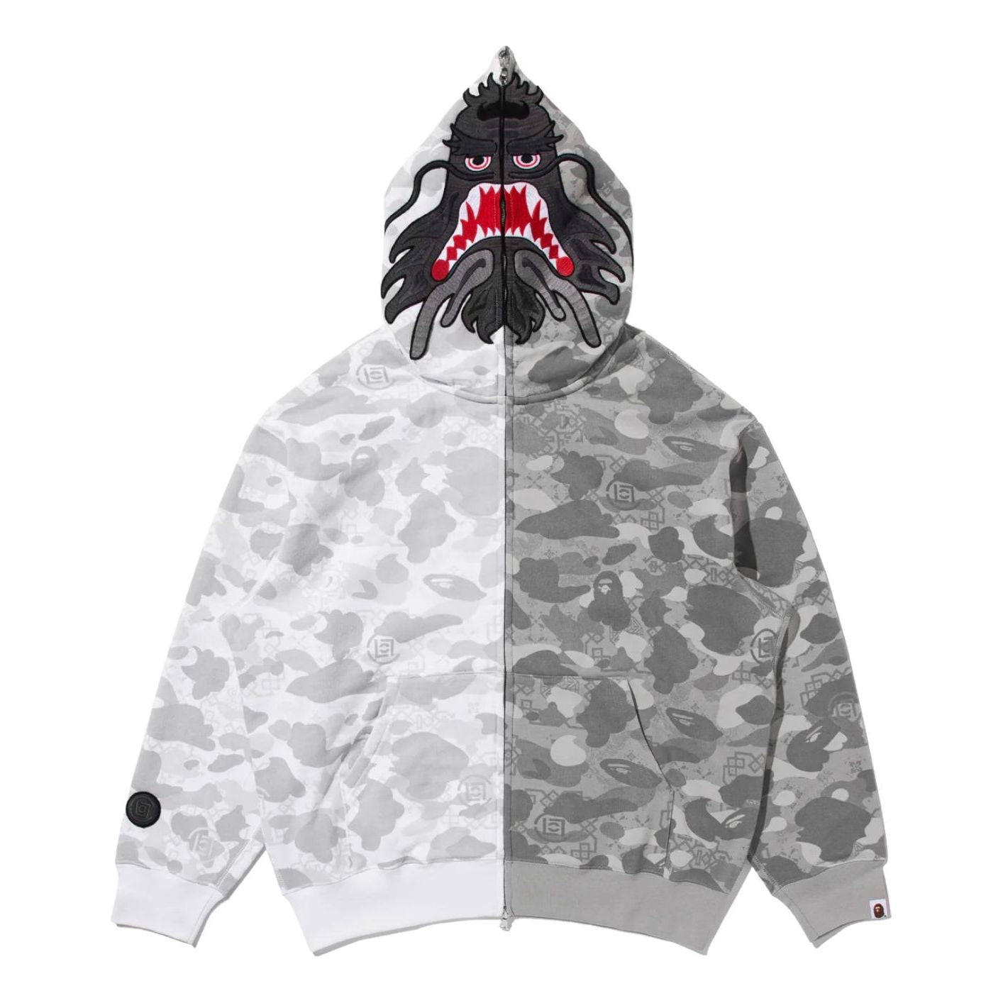

A Bathing Ape Худи BAPE X Clot Camo Split Shark Relaxed Fit Full Zip Hoodie 'White'