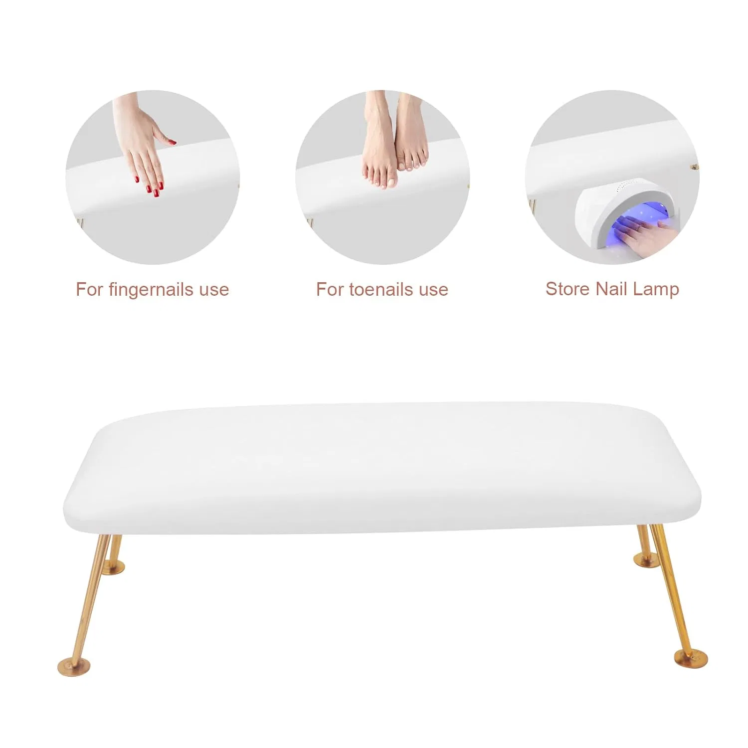 Подушка-подставка для рук из искусственной кожи для маникюра ‎Buwico, White — фото 3