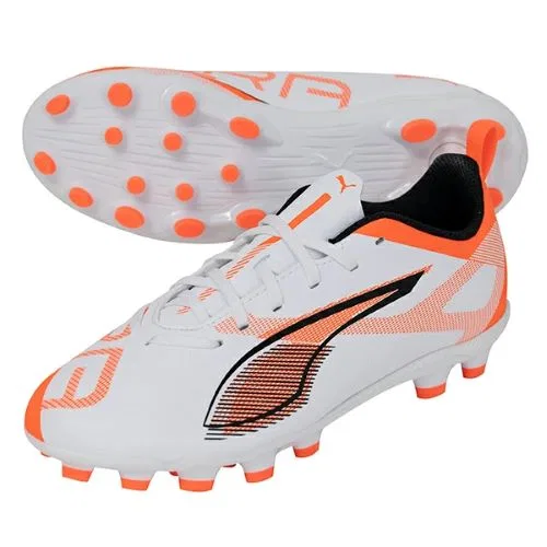 Детские футбольные бутсы Puma Ultra 5 Play HG, белый/оранжевый, размер 20.5cm - 33 RU
