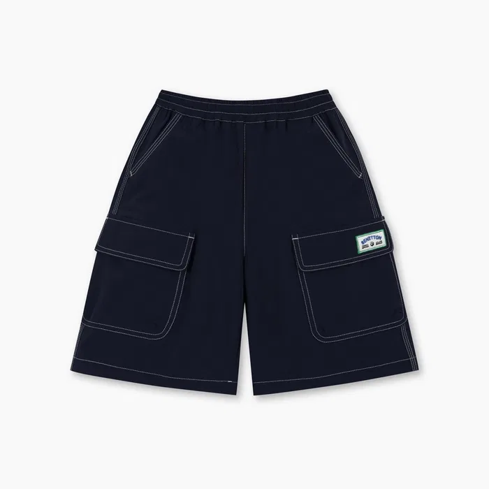 Детские тёмно-синие эластичные шорты 5.5/4 от Benetton Kids