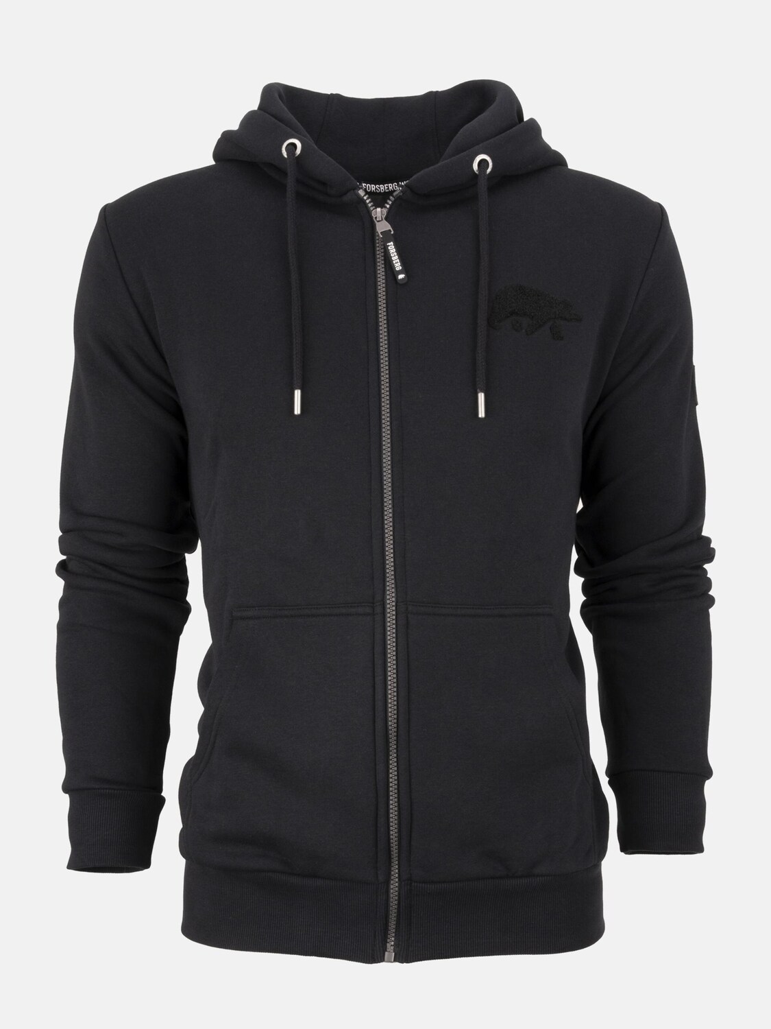 

FORSBERG Свитшот 'Zip-Hoodie mit Frottee Logo' в черном цвете