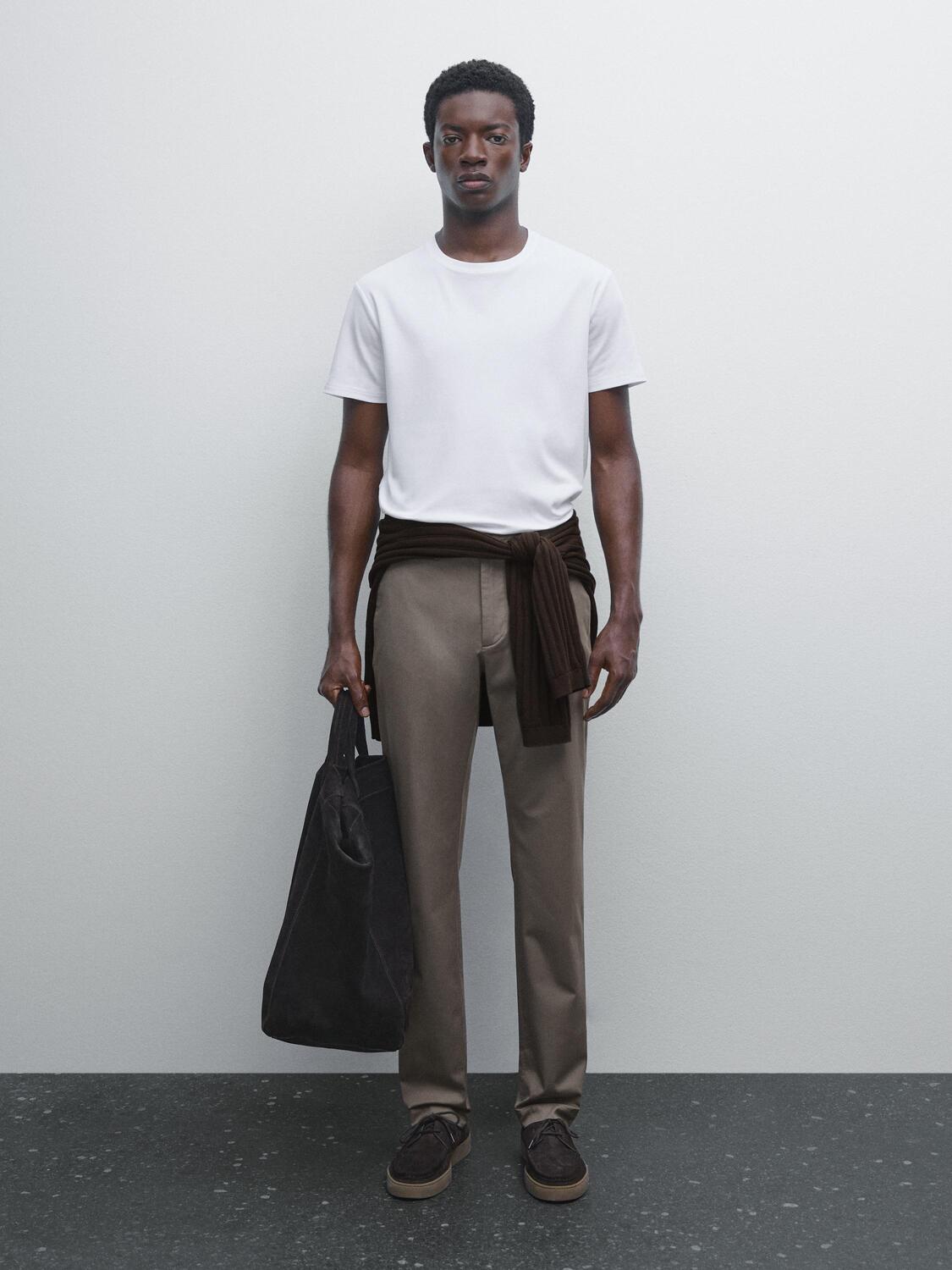 

Узкие брюки из хлопковой смесовой ткани Massimo Dutti, Mole Brown