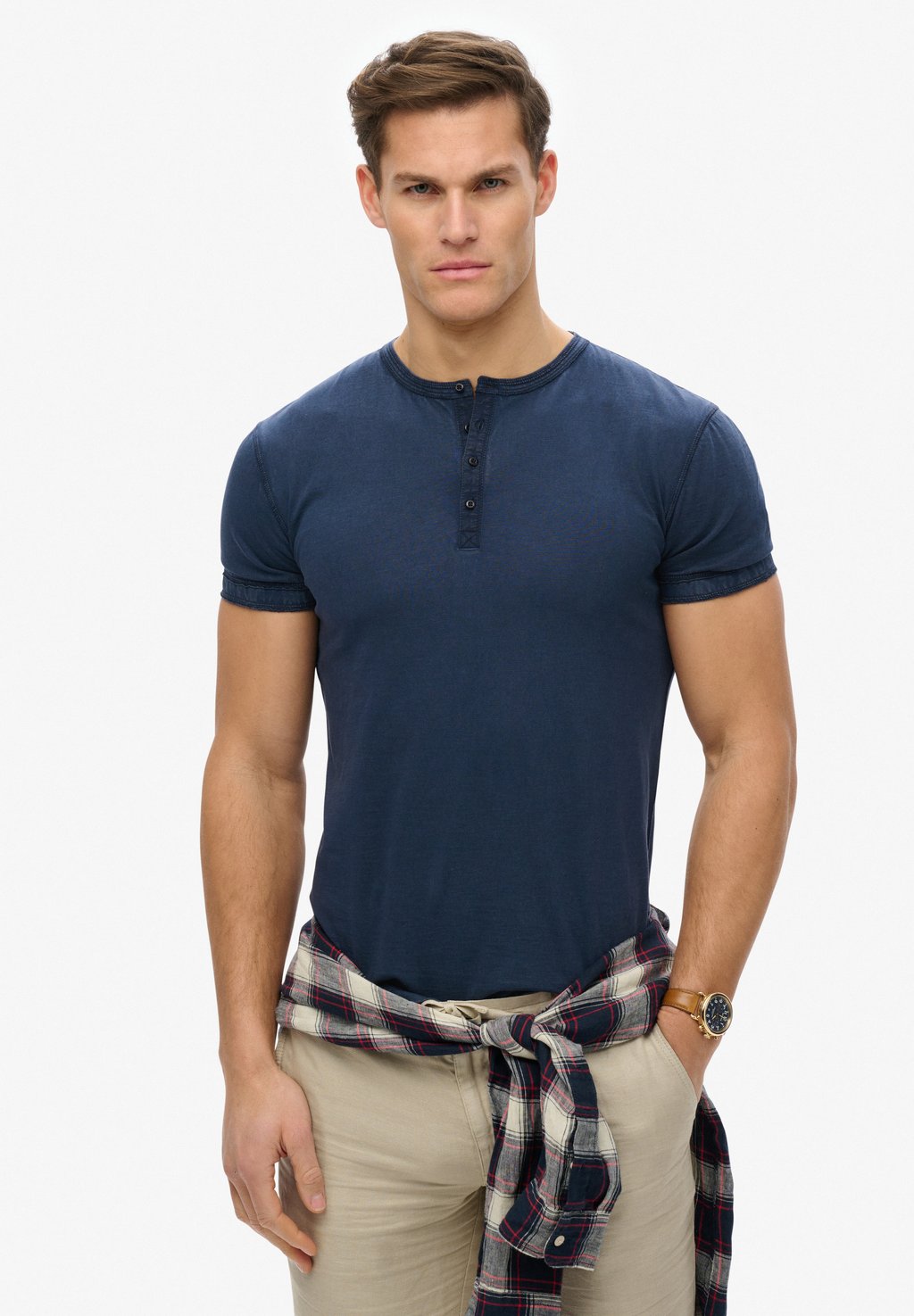 

Базовая футболка SLUB SHORT SLEEVE GRANDAD Superdry, синий