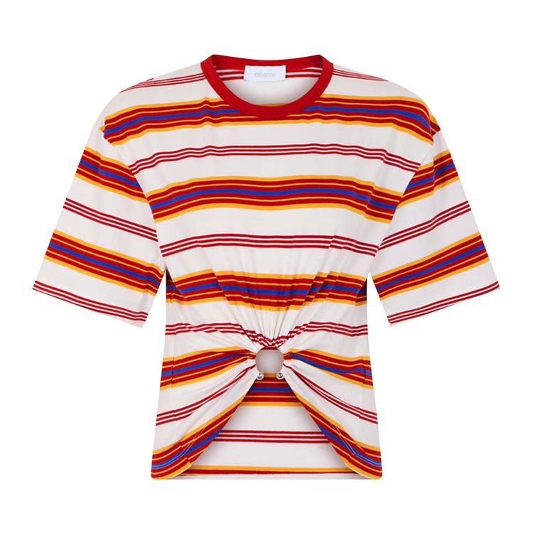 

Футболка Rabanne Gestreiftes T-Shirt 'Stripes Cream/Orange', белый