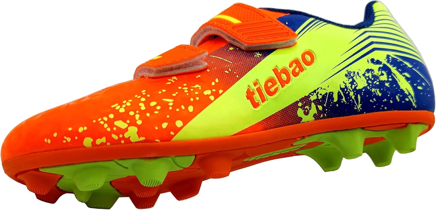 

Футбольные бутсы для детей на газон, спортивная обувь для улицы и зала для мальчиков и девочек (младший/старший ребенок) Tiebaoganar, оранжевый