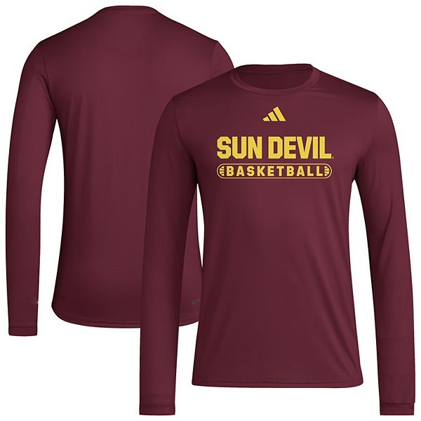 Мужская бордовая футболка с длинным рукавом Arizona State Sun Devils Adidas — фото 2