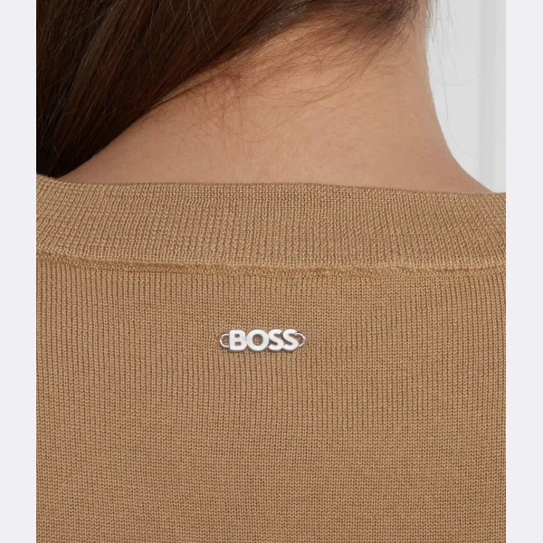 Шерстяной свитер Feganasi стандартного кроя Boss, коричневый — фото 3