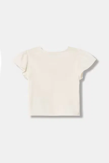 Футболка с коротким рукавом с воланами United Colors of Benetton, бежевый — фото 2