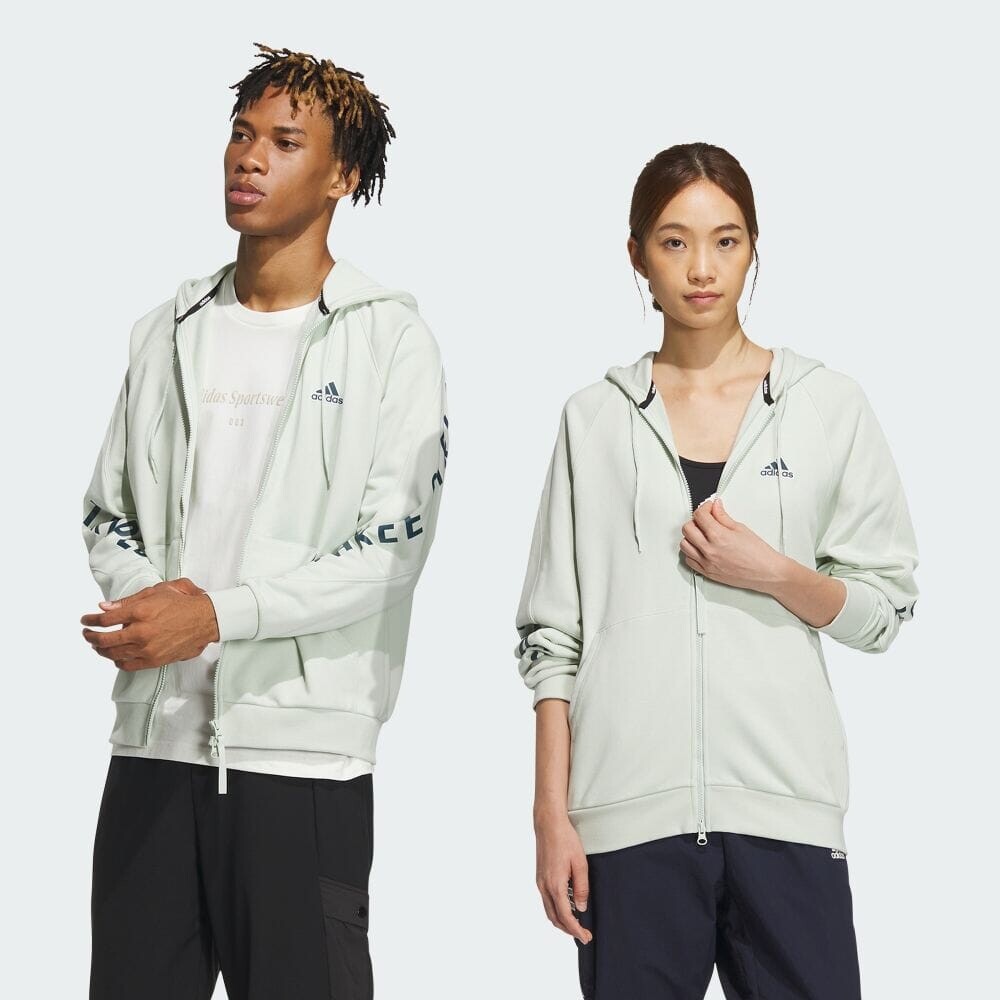 

Парка Adidas Warding loose fit French terry full zip hoodie, цвет Linen Green