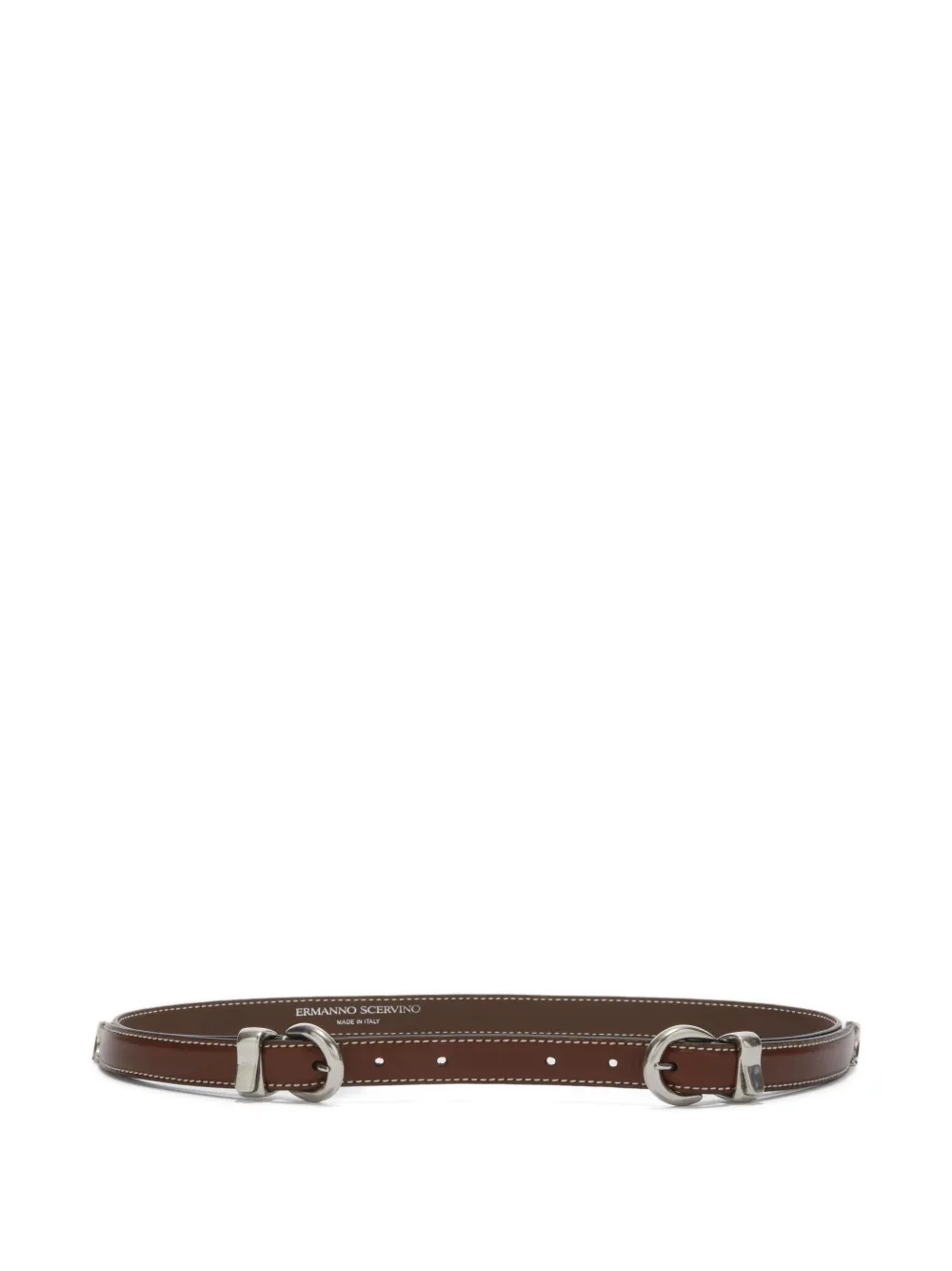 

Ремень из телячьей кожи с двойной пряжкой Ermanno Scervino, коричневый