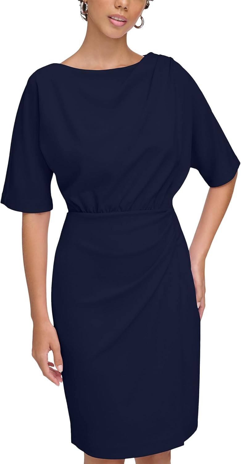 

Женское короткое платье Calvin Klein с разрезами на рукавах и рюшами, Indigo