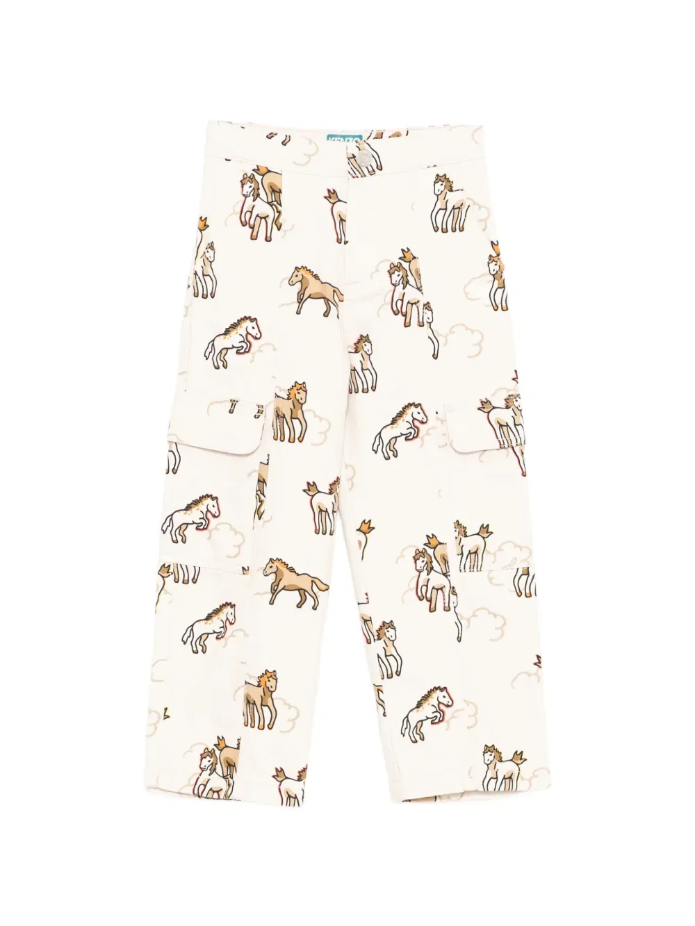 Брюки с рисунком под лошадь Kenzo Kids, нейтральный