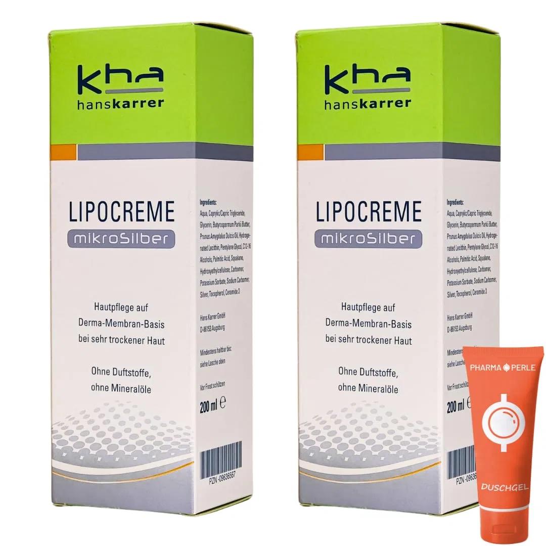 Интенсивный крем для сухой кожи Hans Karrer Lipocreme Microsilver, 2 x 200 мл Pharma Perle, 2 X 200 Ml