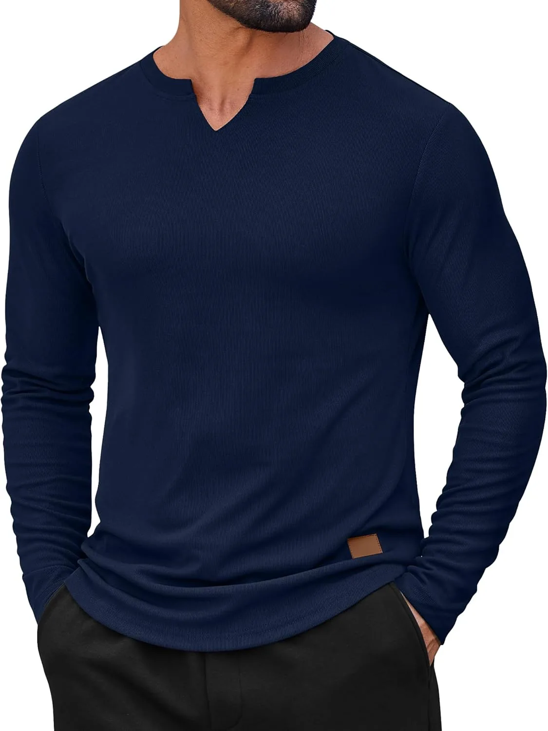 

COOFANDY мужская футболка с длинным рукавом V-образным вырезом Slim Fit